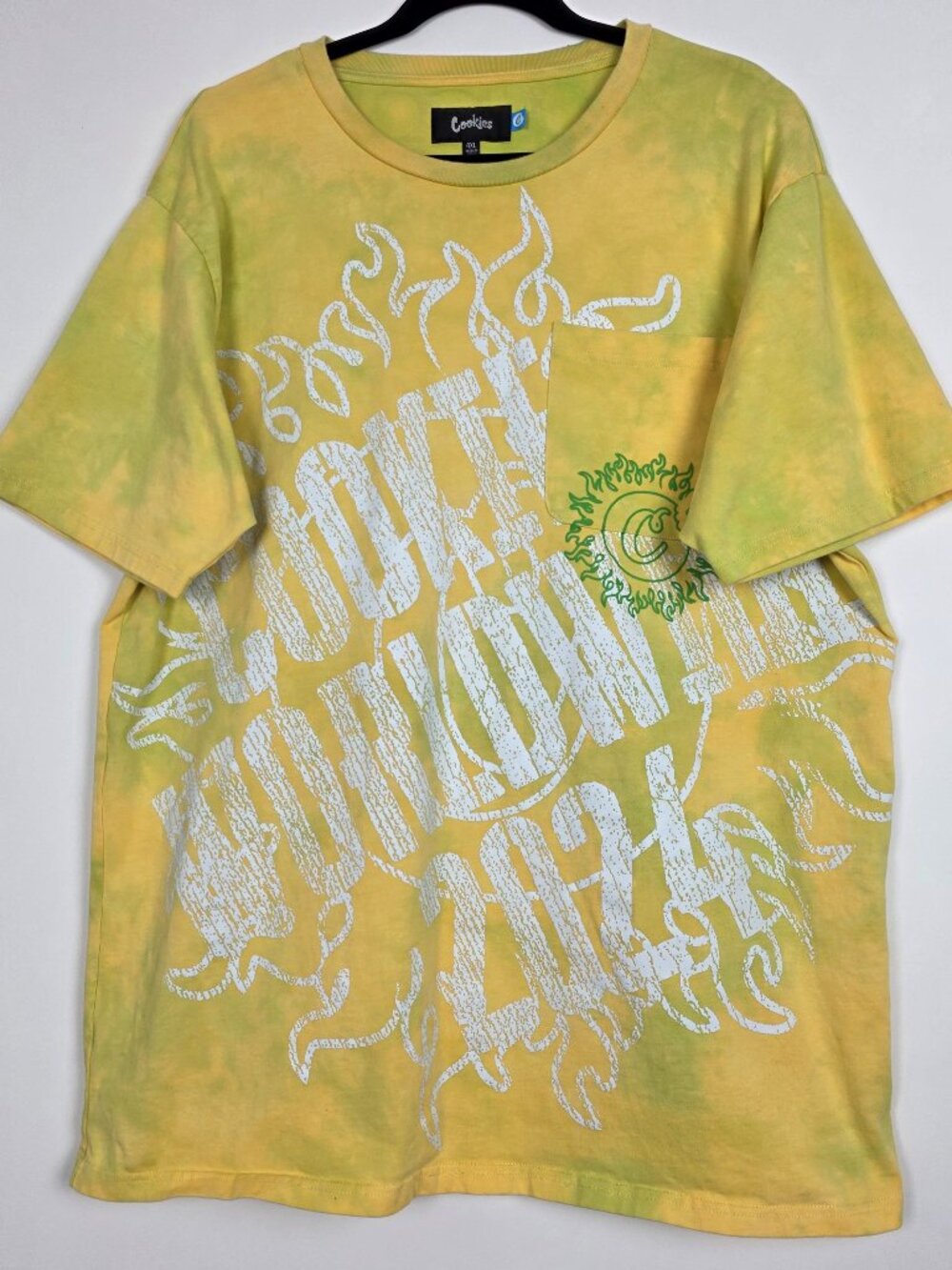 Cookies Worldwide 2024 Mens 4XL Short Sleeve Yellow Graphic T Shirt